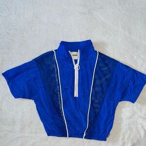 Fashion Nova Royal Blue Mesh Zip-Up Top